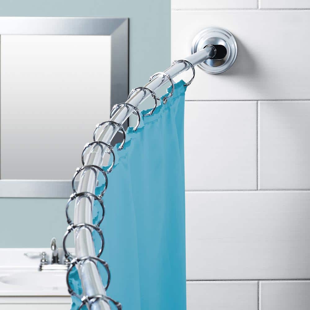 Zenna Home NeverRust 50 in. to 72 in. Aluminum Dual Mount Curved Shower Curtain Rod in Chrome (2)