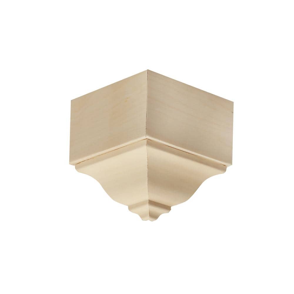 Ornamental Mouldings 1897O/S 2-3/8 in. x 4-1/8 in. x 4-1/8 in. White Hardwood Small Outside Crown Connector Block Moulding (2)