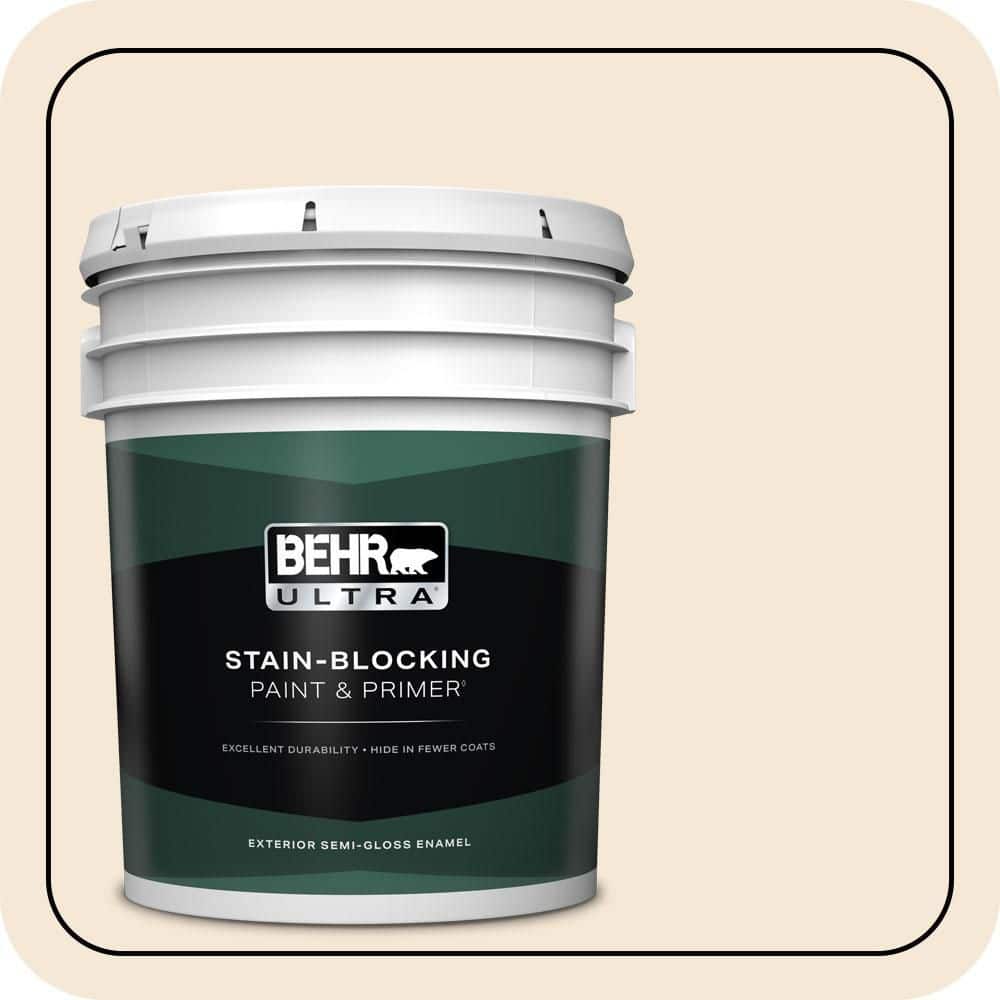 BEHR ULTRA 5 gal. #W-B-220 Vanilla Delight Semi-Gloss Enamel Exterior Paint & Primer