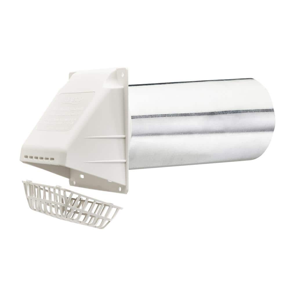 Unbranded 4 in. Airtight Aluminum Dryer Exhaust Vent Pipe, Back-Draft Damper, White Pest Guard Hood (3)
