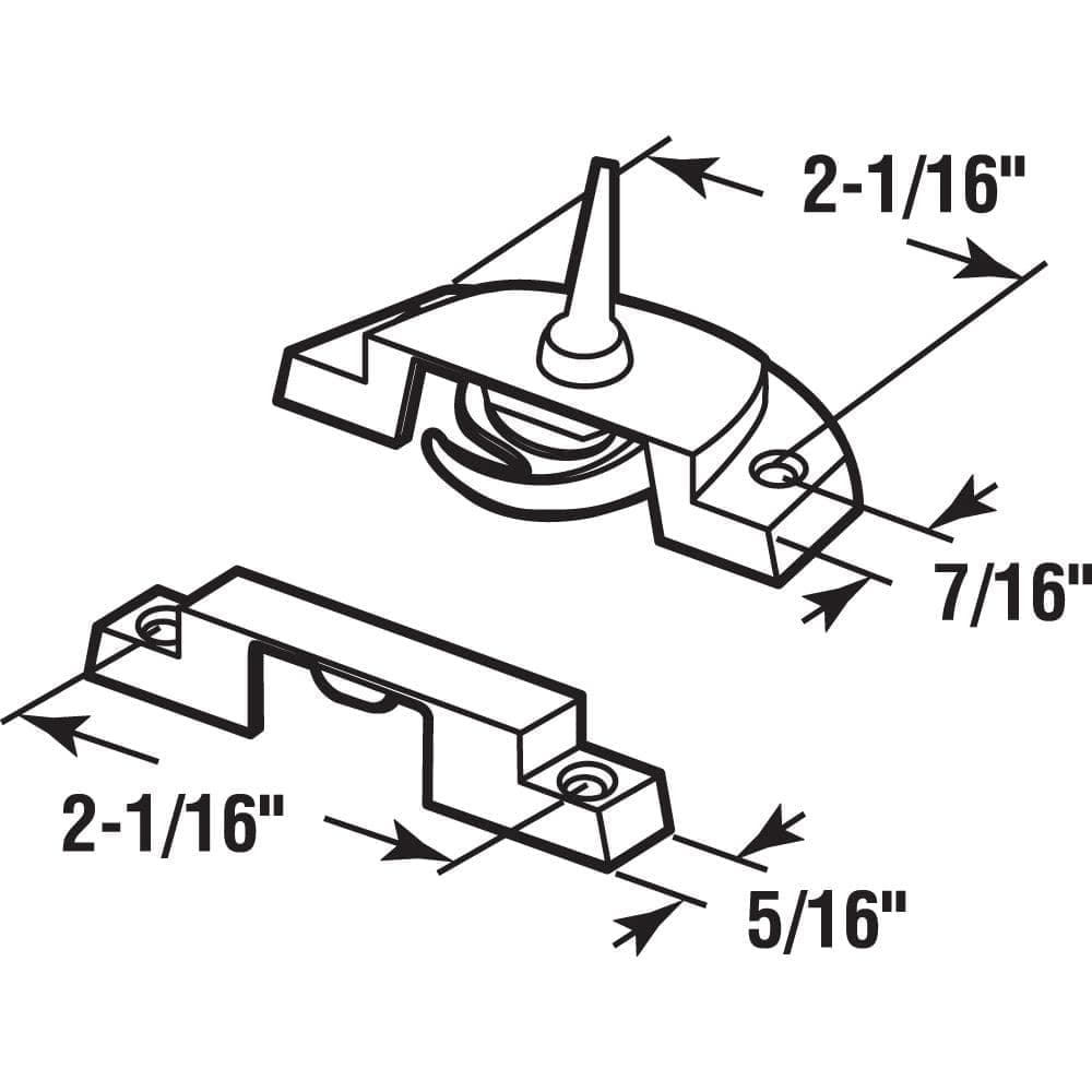 Prime-Line 2-1/16 in. Silver-Painted Diecast Zinc Double Hung Sash Lock with Cam-Action Latch (2)
