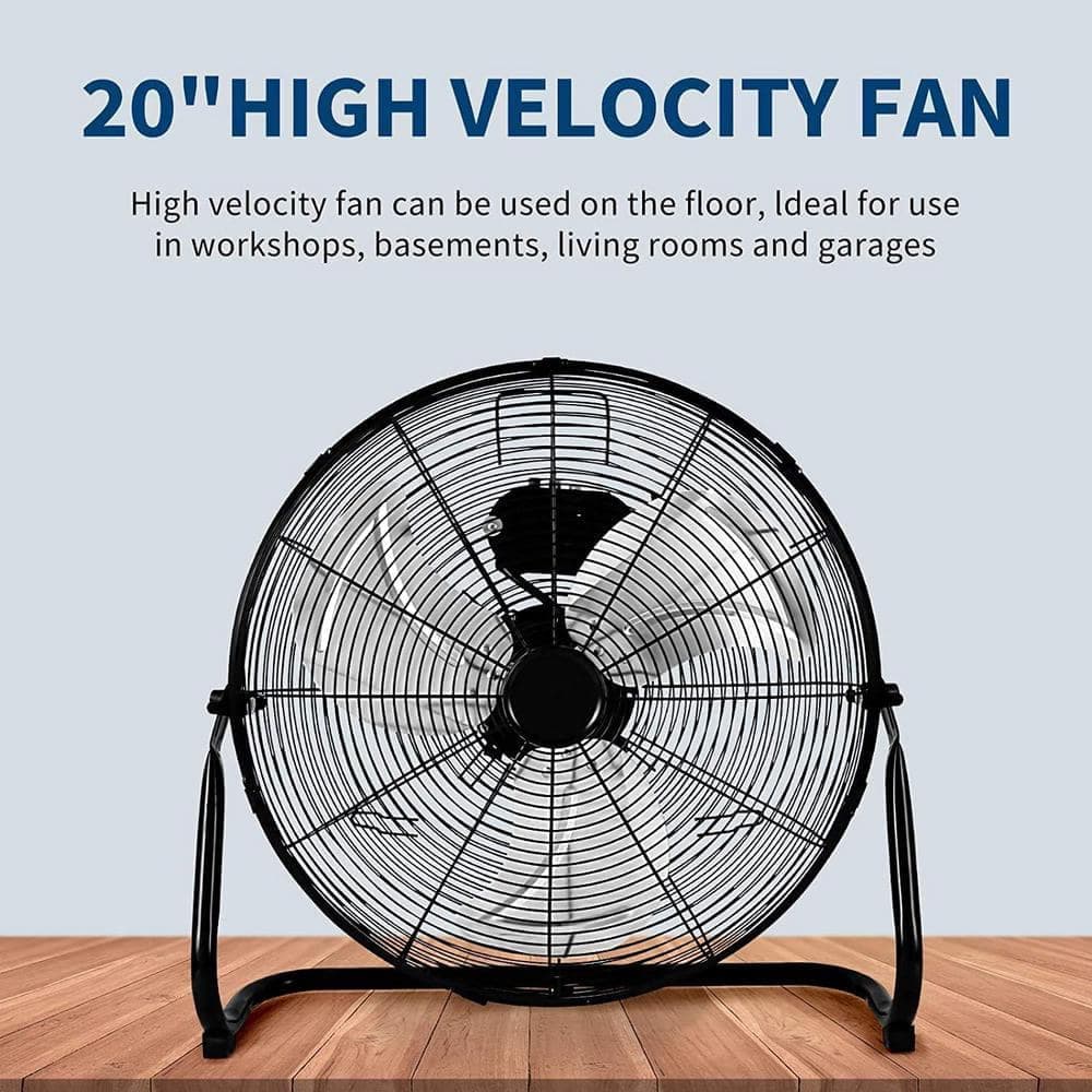Adrinfly 20 in. 3 Speed High Velocity Heavy Duty Metal Industrial Floor Fans Oscillating Quiet for Home, Black (2)