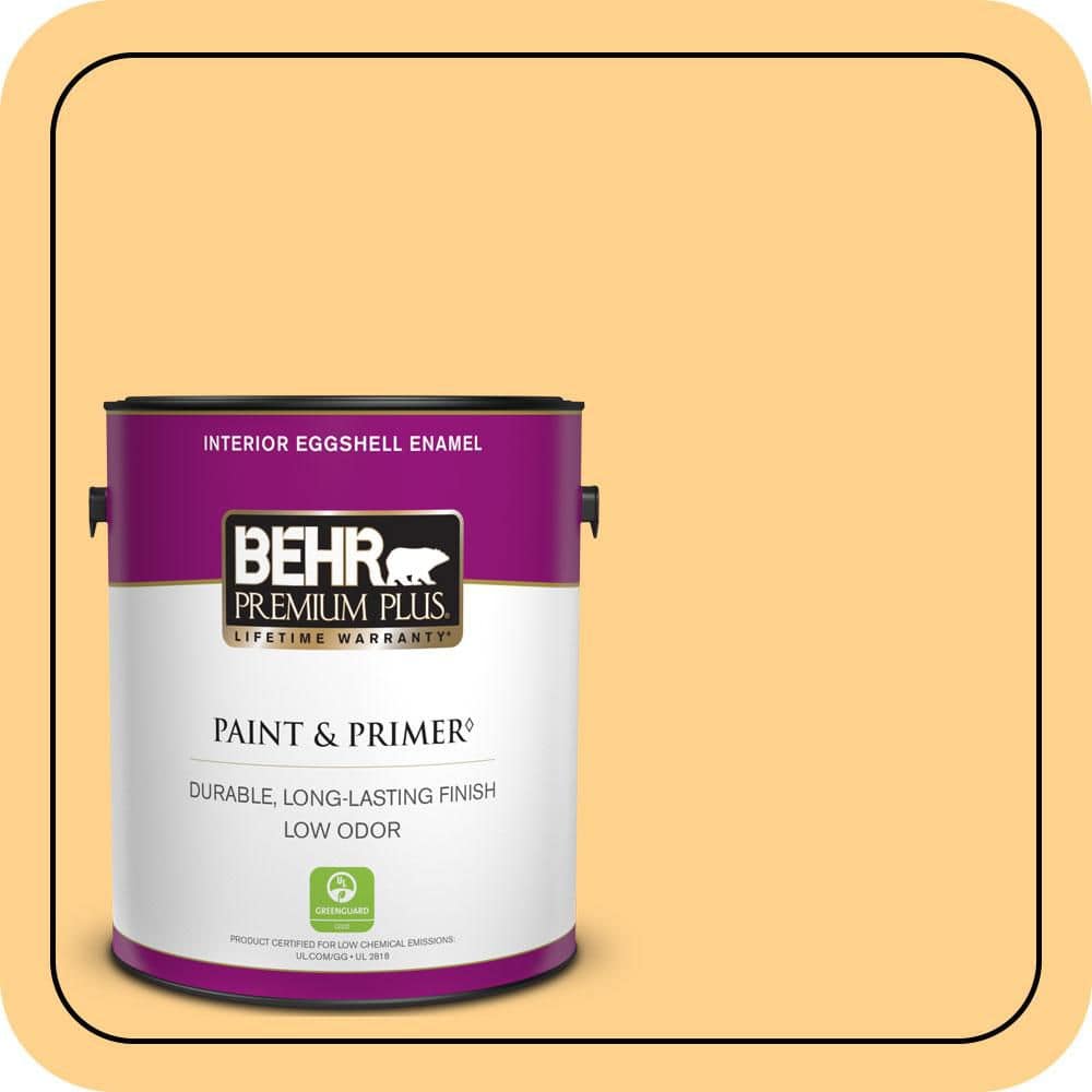 BEHR PREMIUM PLUS 1 gal. #300B-5 Honey Bird Semi-Gloss Enamel Low Odor Interior Paint & Primer (1)