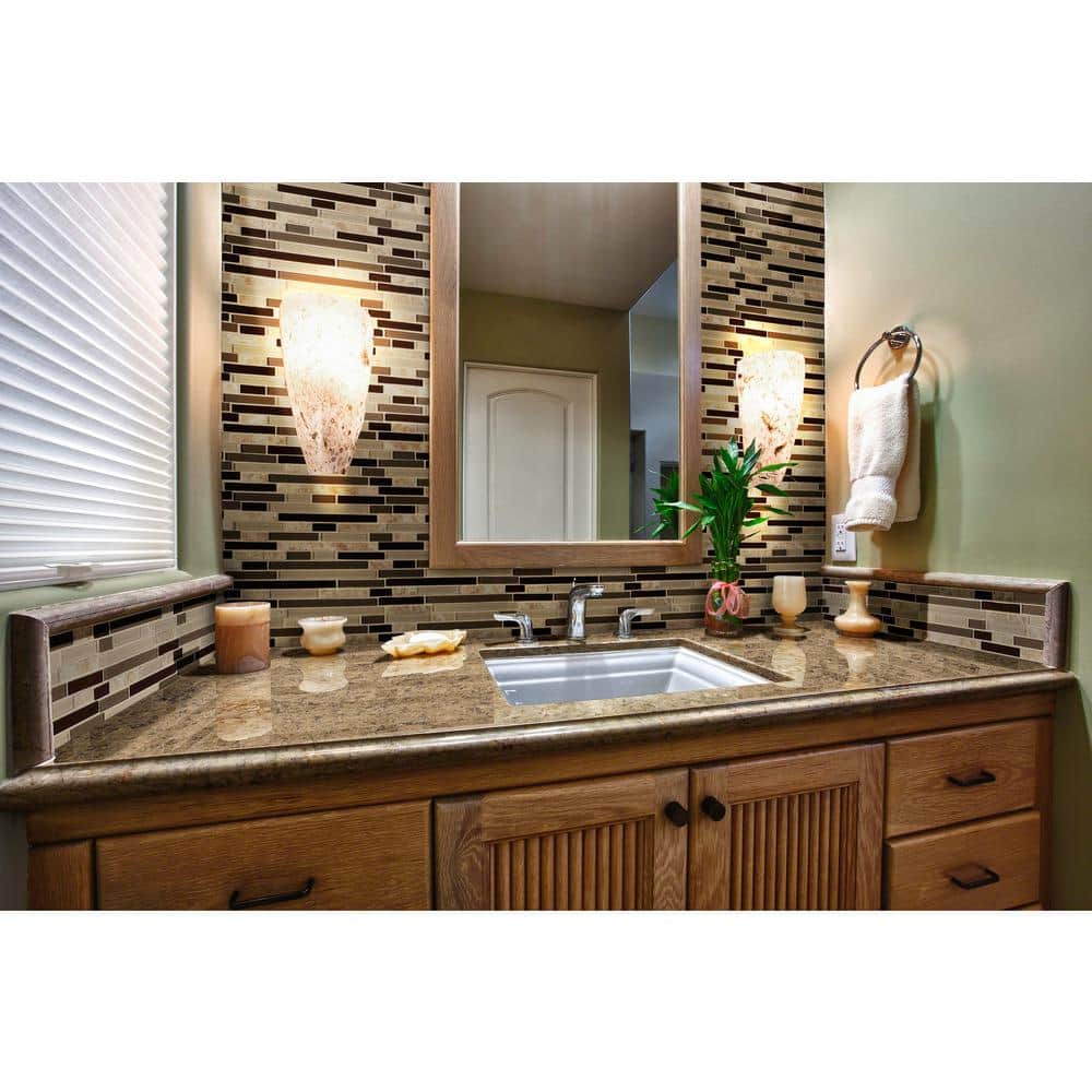 MSI Amalfi Cafe Interlocking 12 in. x 12 in. x 0.24 in. Glass/Stone Blend Mesh-Mounted Mosaic Wall Tile (1 sq. ft. / Case) (4)
