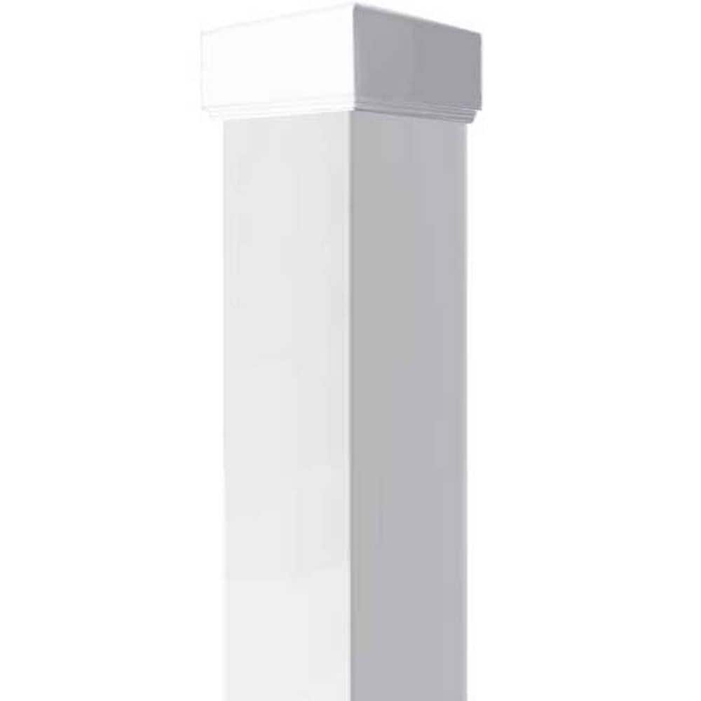 Ekena Millwork 11-5/8 in. x 6 ft. Premium Square Non-Tapered Smooth PVC Column Wrap Kit, Mission Capital and Base (2)