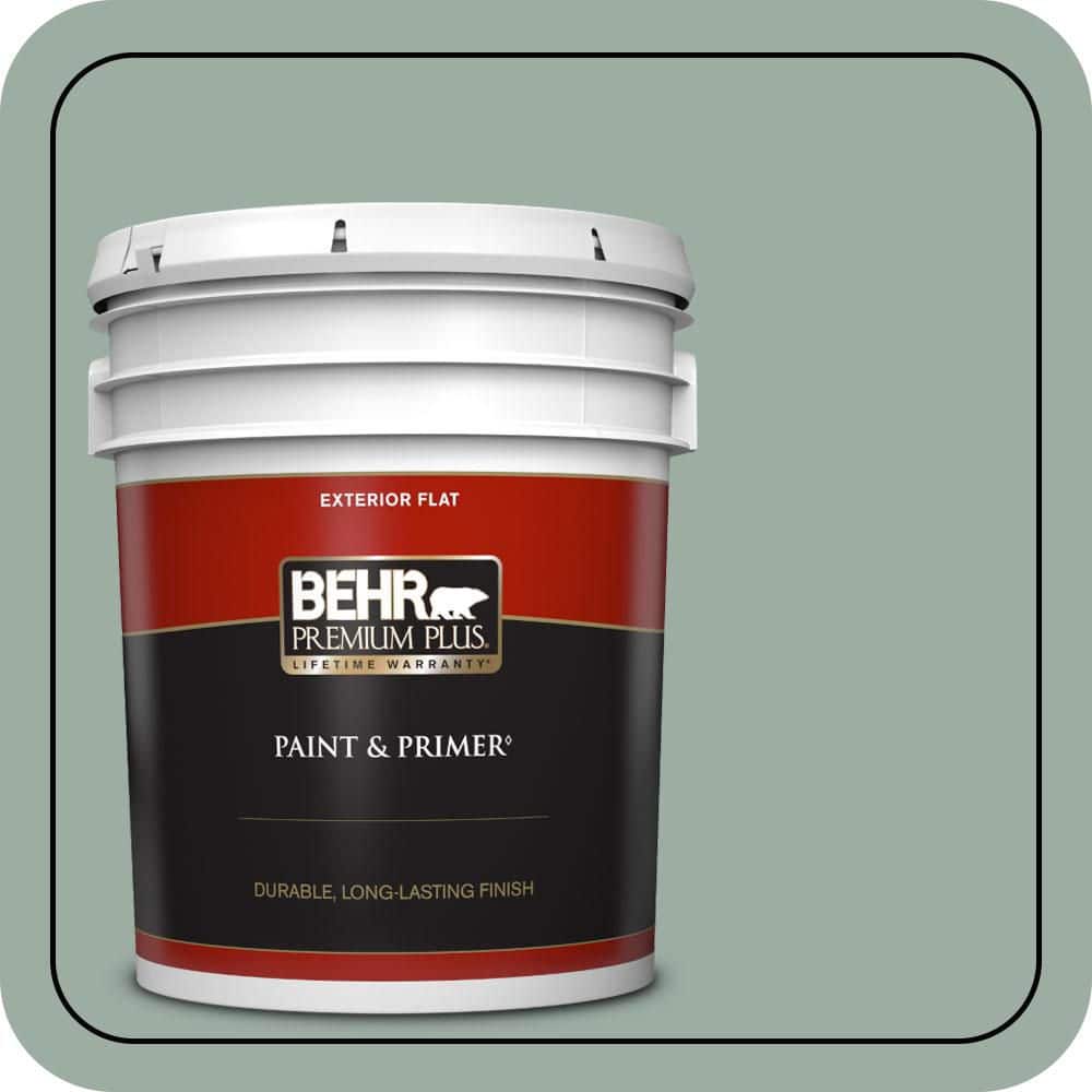 BEHR PREMIUM PLUS 5 gal. #N420-3 Misty Moss Flat Exterior Paint & Primer