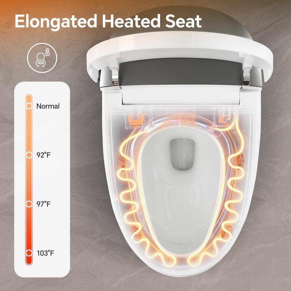 COWLOWN 12 in. 1-piece 1/1.28 GPF Dual Flush Smart Toilet in White with Bidet, ADA Comfort Height Heated Seat (2)