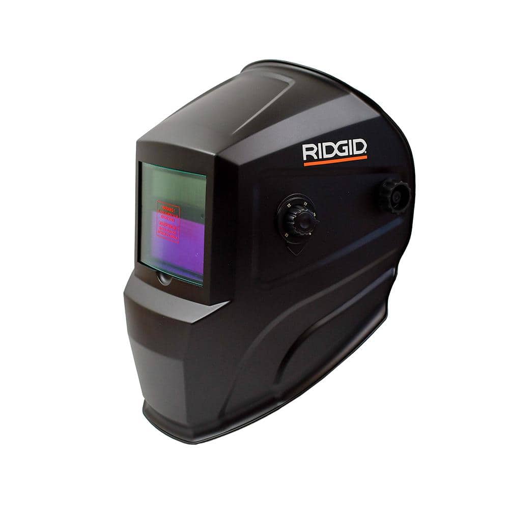 RIDGID Auto-Darkening Welding Helmet with Variable Shade Lens 9-13, 5.97 Square Viewing Area, High Def Clarity, Matte Black (2)