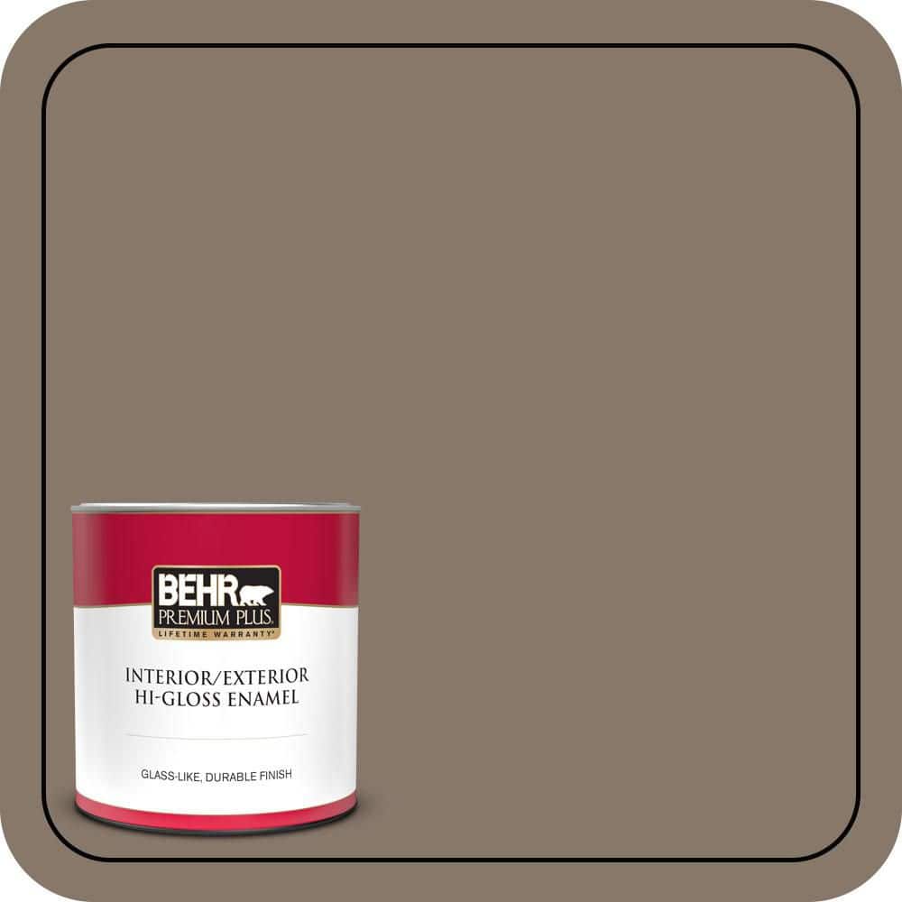 BEHR PREMIUM PLUS 1 qt. #MQ2-38 Grizzly Hi-Gloss Enamel Interior/Exterior Paint & Primer (1)