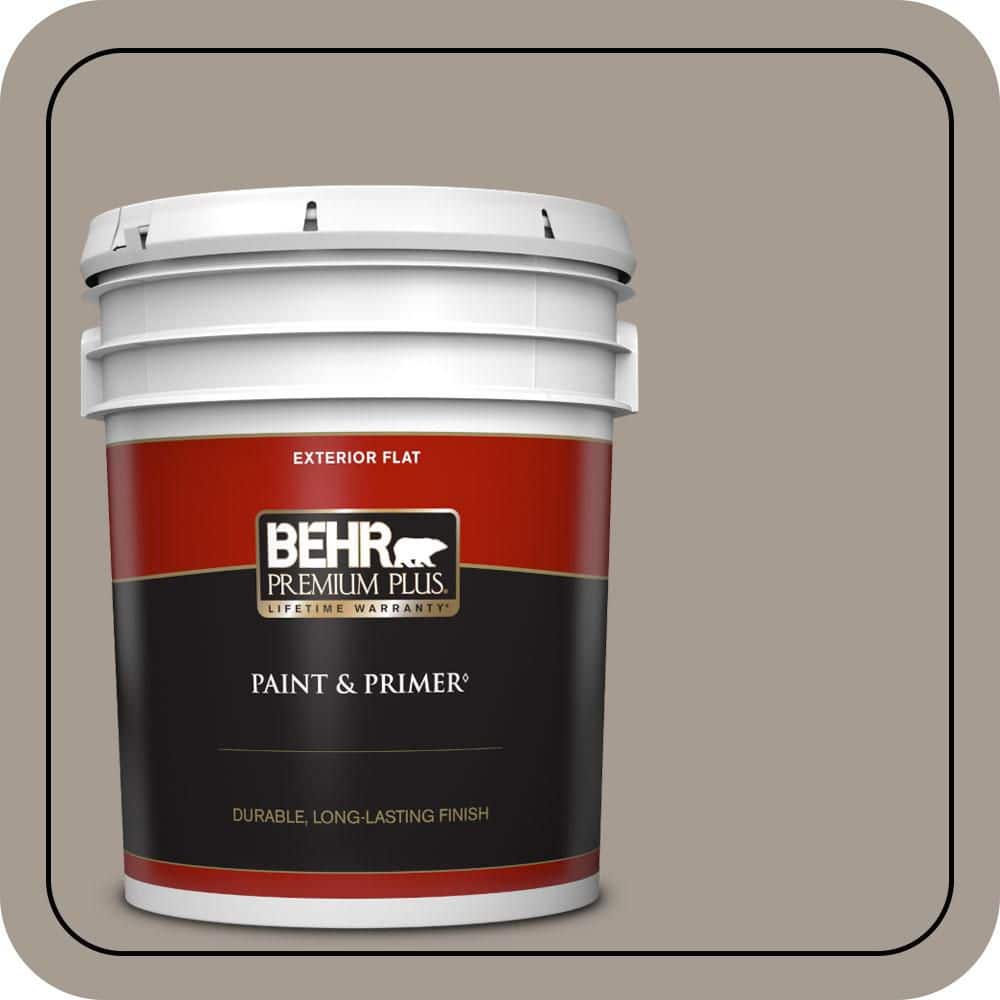 BEHR PREMIUM PLUS 5 gal. #N200-4 Rustic Taupe Flat Exterior Paint & Primer