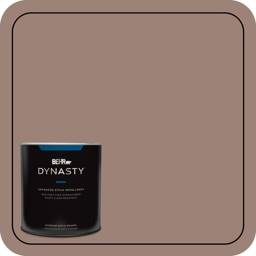 BEHR DYNASTY 1 qt. #N150-4 Modern Mocha One-Coat Hide Satin Enamel Stain-Blocking Interior Paint and Primer