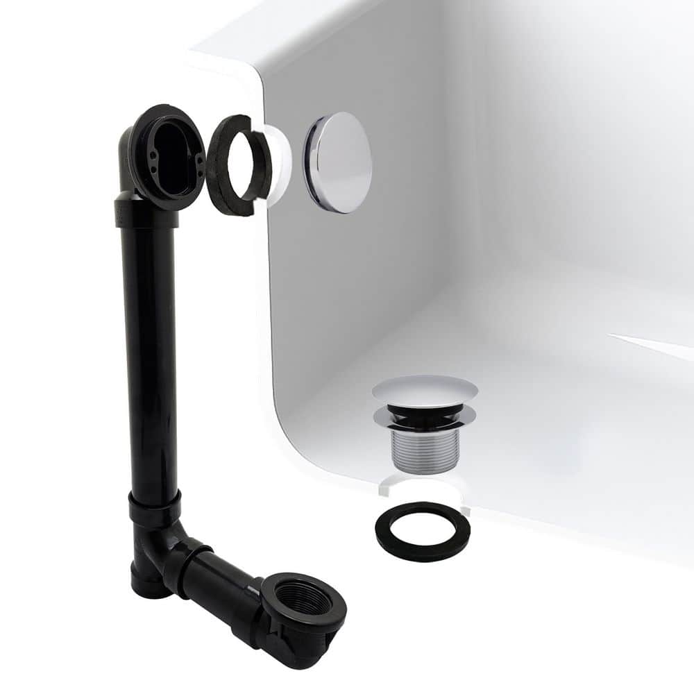 Westbrass 12 in. & 4 in. Bath Waste & Overflow with Tip-Toe Drain Plug and Illusionary Cover- Sch. 40 ABS Pipe (1)