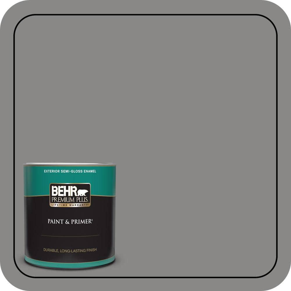 BEHR PREMIUM PLUS 1 qt. #PPU26-04 Falcon Gray Semi-Gloss Enamel Exterior Paint & Primer