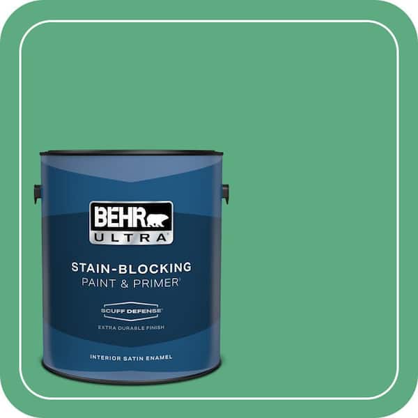 BEHR ULTRA 1 gal. #T14-4 Edgewater Extra Durable Satin Enamel Interior Paint & Primer (2)