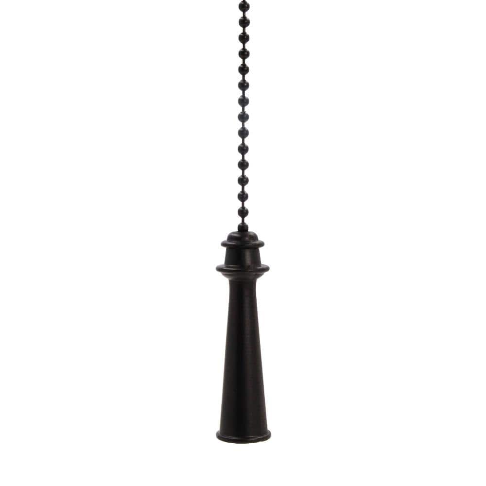 Commercial Electric 12 in. Matte Black Coastal Lighthouse Pull Chain for Ceiling Fans and Lights (2)