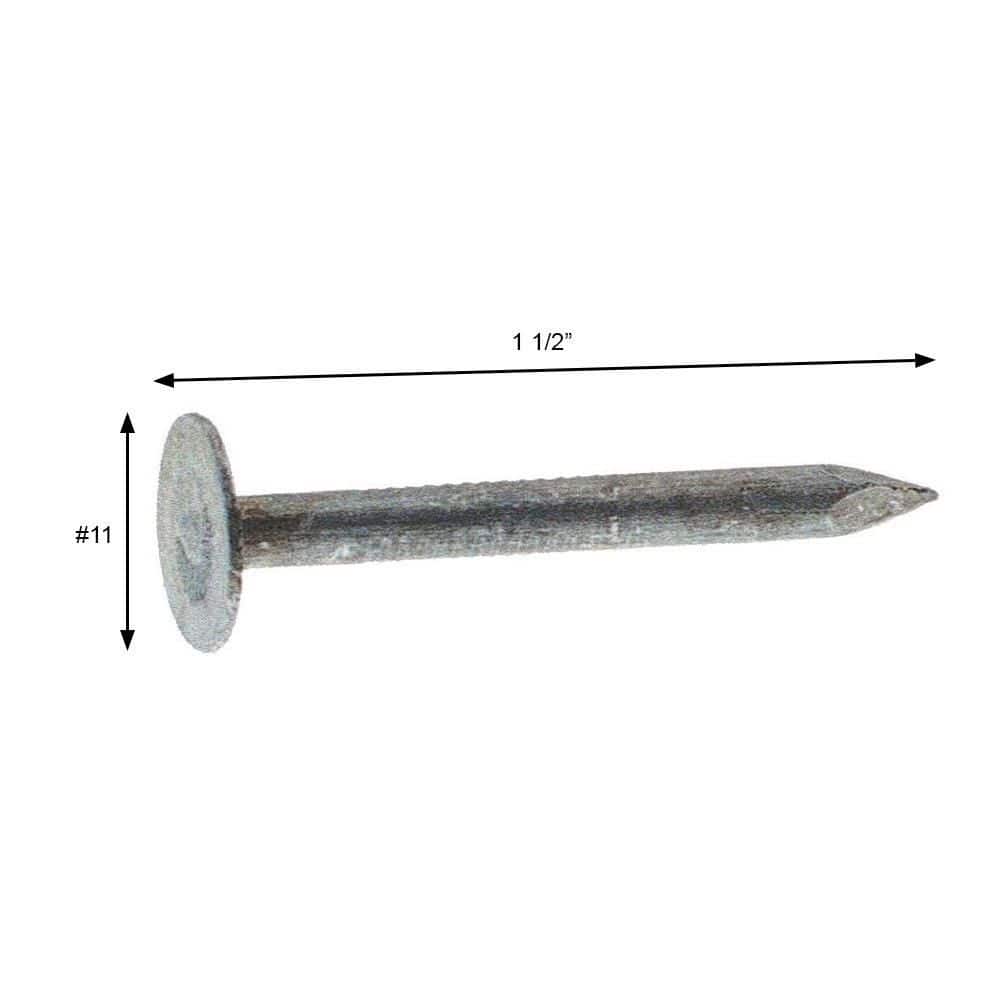 Grip-Rite 1-1/2 in. 11-Gauge Electrogalvanized Flat Head Smooth Shank Roofing Nails Box (2)