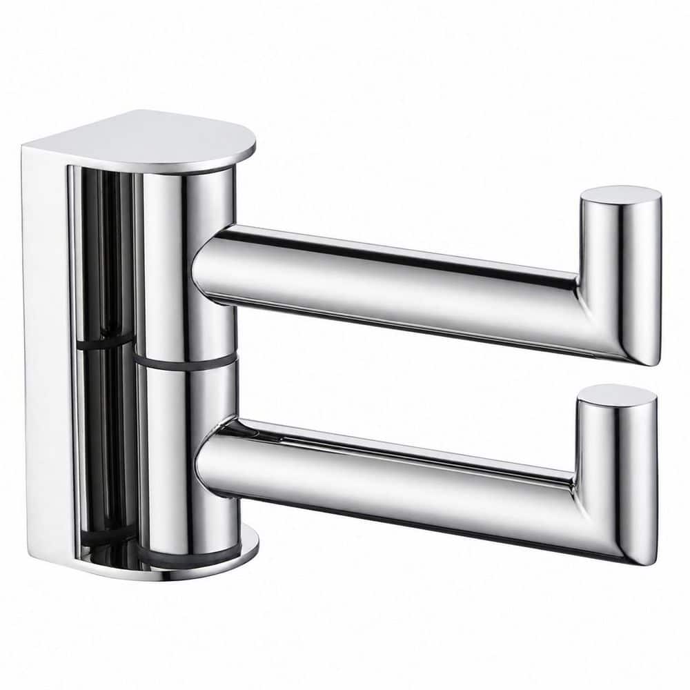 KHKFY Polished Chrome Swivel Double Wall-Mount Robe and Towel Hook for Bathroom, 3.94 in. x 1.18 in. x 2.56 in. (1)