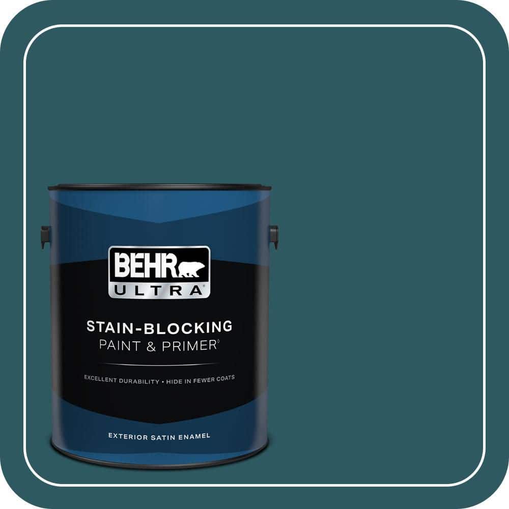 BEHR ULTRA 1 gal. #QE-47 Petro Blue Satin Enamel Exterior Paint & Primer