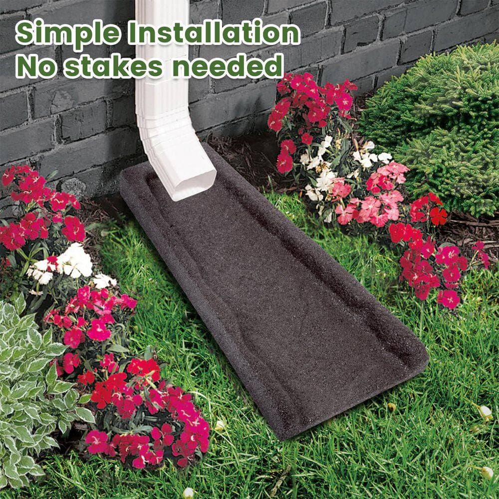 OGETFUUR 2 Pack Rubber Downspout Splash Block Rain Gutter Down Spout Drain Trays Brown (3)