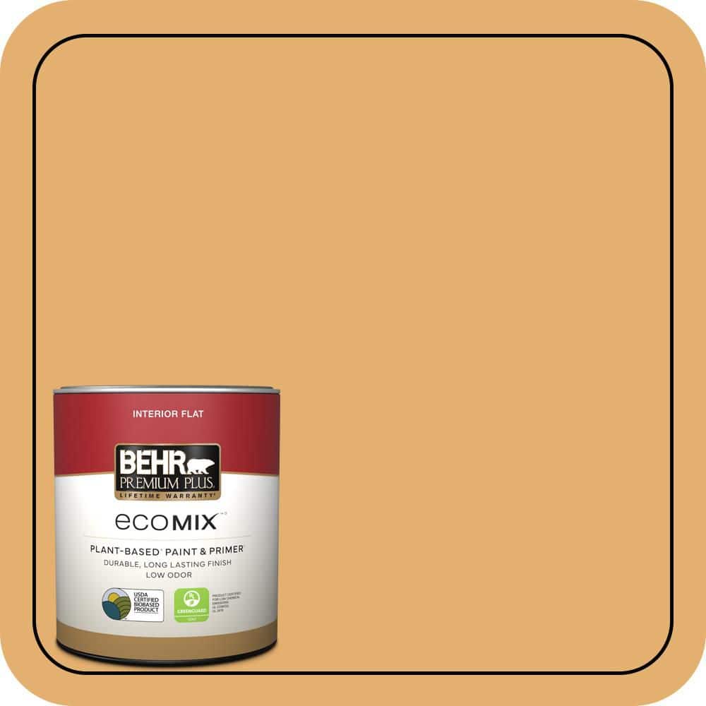 BEHR PREMIUM PLUS 1 qt. #M260-5 Mac N Cheese Flat EcoMix Plant-Based Interior Paint & Primer (1)