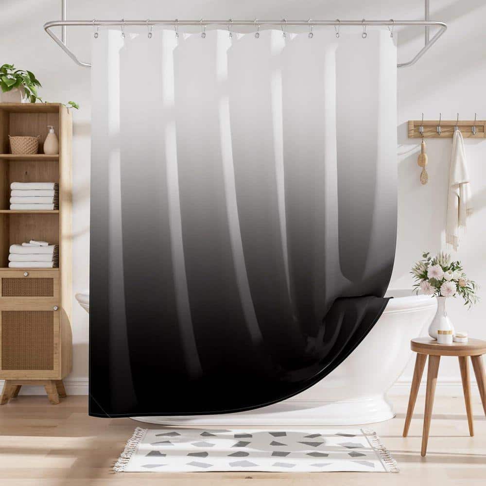 JFVKAF 72 in. W x 72 in. L Polyester Shower Curtain in Black (2)