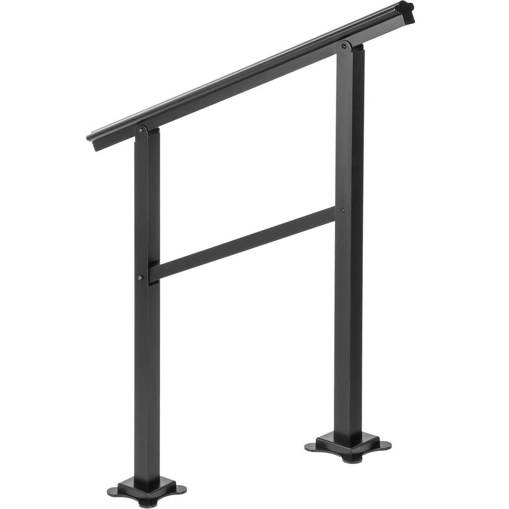 Tatayosi 35.2 in. H x 35.8 in. W Black Aluminium Outdoor Handrail Stair Railing (1)