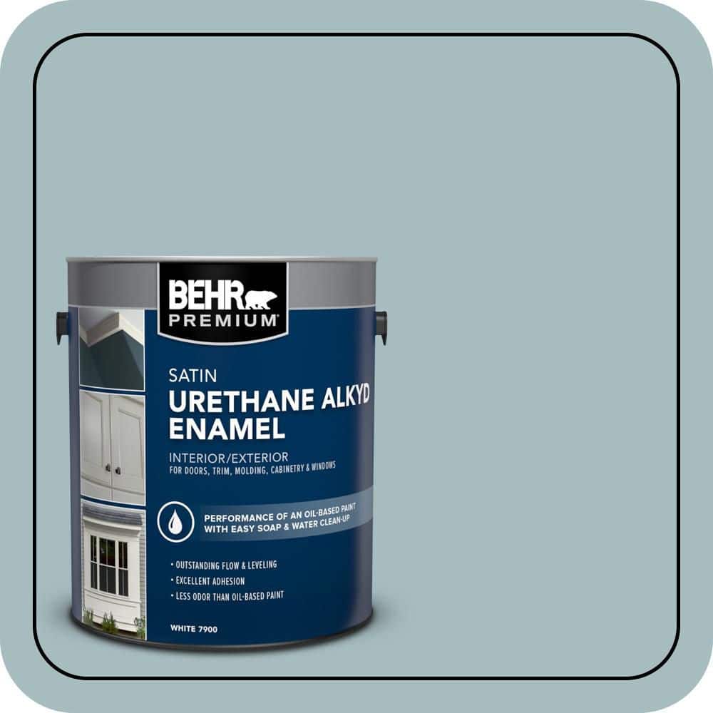 BEHR PREMIUM 1 gal. #PPU13-13 Oslo Blue Urethane Alkyd Satin Enamel Interior/Exterior Paint
