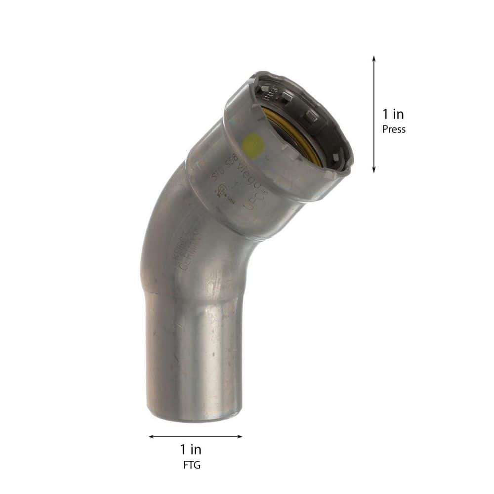 Viega MegaPressG 1 in. Press x 1 in. FTG Carbon Steel 45-Degree Street Elbow (Gas Only) (2)
