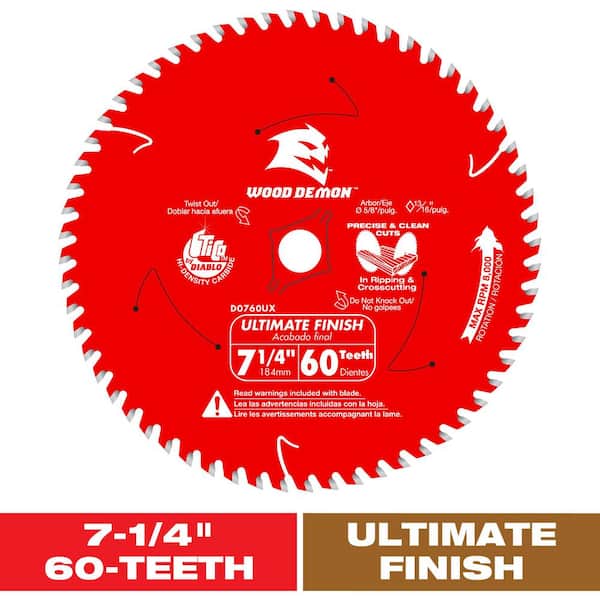 DIABLO 7-1/4 in. x 60-Teeth Wood Demo Ultimate Finish Carbide Circular Saw Blade for Wood (2)