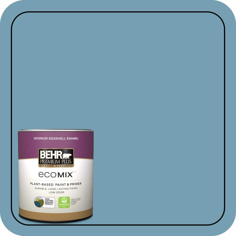 BEHR PREMIUM PLUS 1 qt. #S480-4 Saga Blue Eggshell Enamel EcoMix Plant-Based Interior Paint & Primer (1)