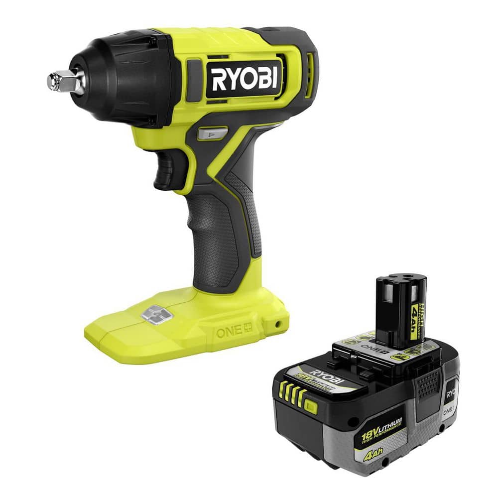 RYOBI ONE+ 18V Cordless 3/8 in. Impact Wrench with ONE+ 18V 4.0 Ah Lithium-Ion HIGH PERFORMANCE Battery (1)