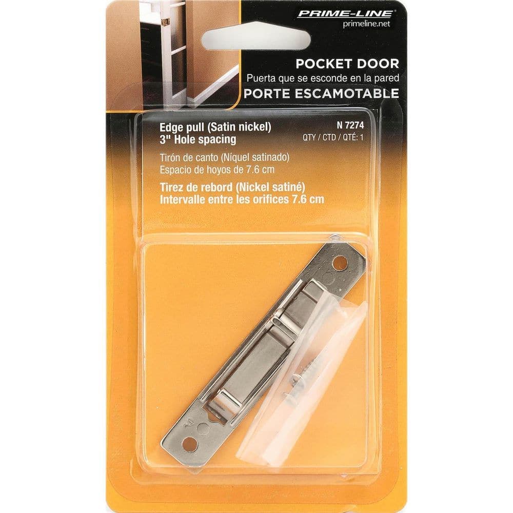Prime-Line Diecast, Satin Nickel, Pocket Door Flush Edge Pull (3)