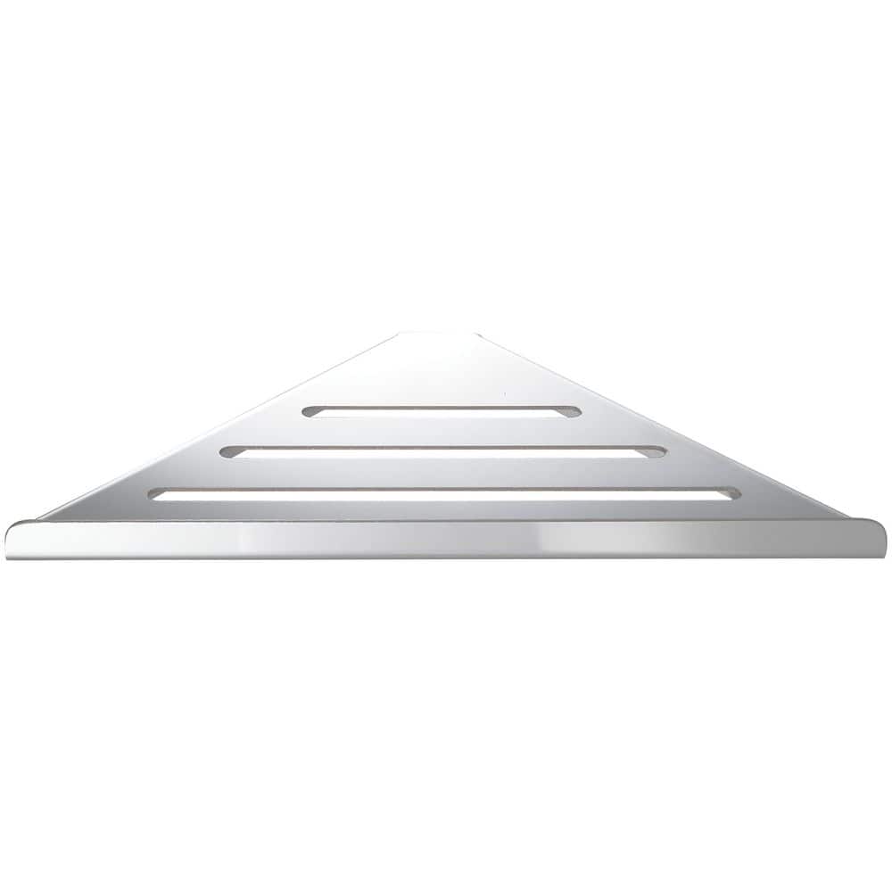 HOMEMYSTIQUE 12 in. W x 0.71 in. H x 7.58 in. D Stainless Steel Triangle Corner Bathroom Shelf in Polished Chrome (1)
