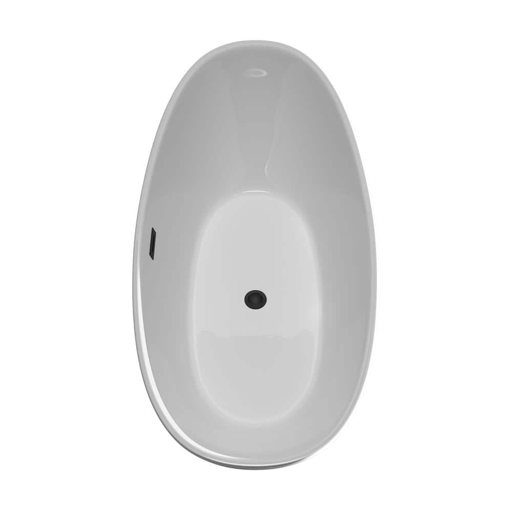 Wyndham Collection Dorrit L 32 in. W Soaking Bathtub with Center Drain White/Matte Black Trim (4)