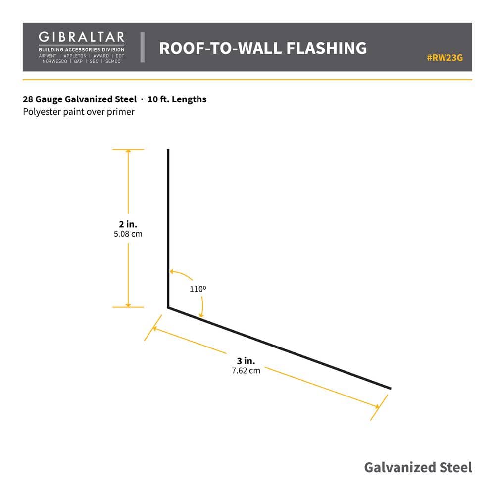 Gibraltar Building Products 2 in. x 3 in. x 10 ft. Galvanized Steel Roof-To-Wall Flashing (2)