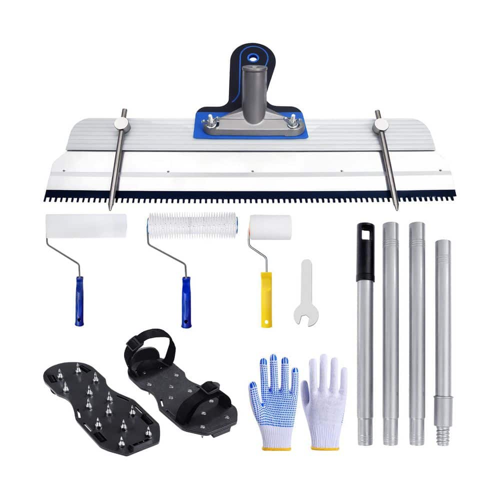 Unbranded Multi-Color Self-Leveling Floor Tool Kit with Rake, Spike Rollers, Paint Roller, Spiked Shoes, Extension Pole, Gloves