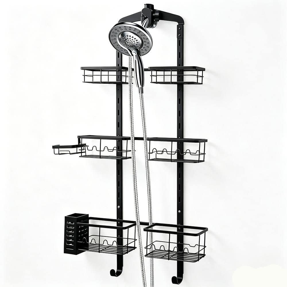 Tahanbath 3-Tier Adjustable Hanging Shower Caddy, Rust-Proof in Black