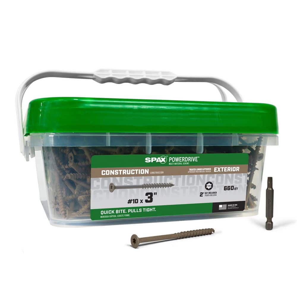 SPAX #10 x 3 in. Tan PowerDrive Exterior T25 T-Star Flat Head Construction Wood Screw (660-Pieces)