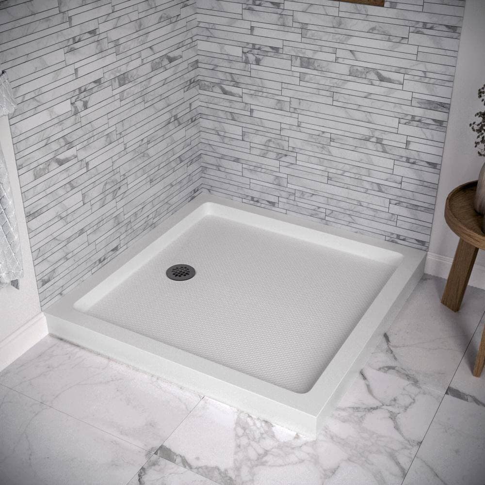 Streamline 36 in. L 36 in. W Corner Acrylic Shower Pan Base, with Hand Drain, Drain Included (3)