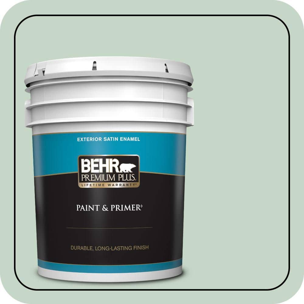 BEHR PREMIUM PLUS 5 gal. #S410-2 New Moss Satin Enamel Exterior Paint & Primer