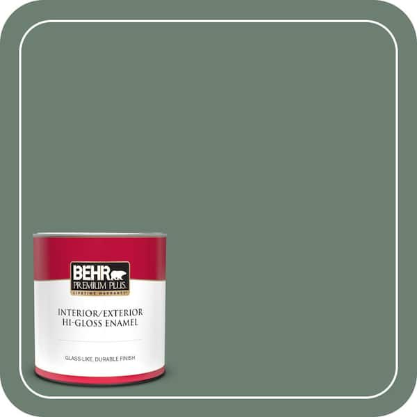 BEHR PREMIUM PLUS 1 qt. #460F-5 Island Palm Hi-Gloss Enamel Interior/Exterior Paint & Primer (2)