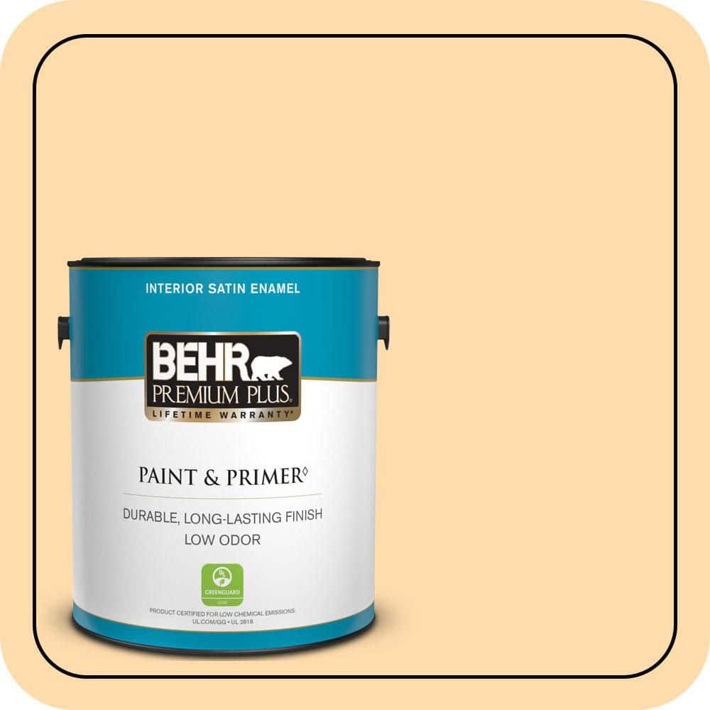 BEHR PREMIUM PLUS 1 gal. #P240-2 Peach Glow Satin Enamel Low Odor Interior Paint & Primer