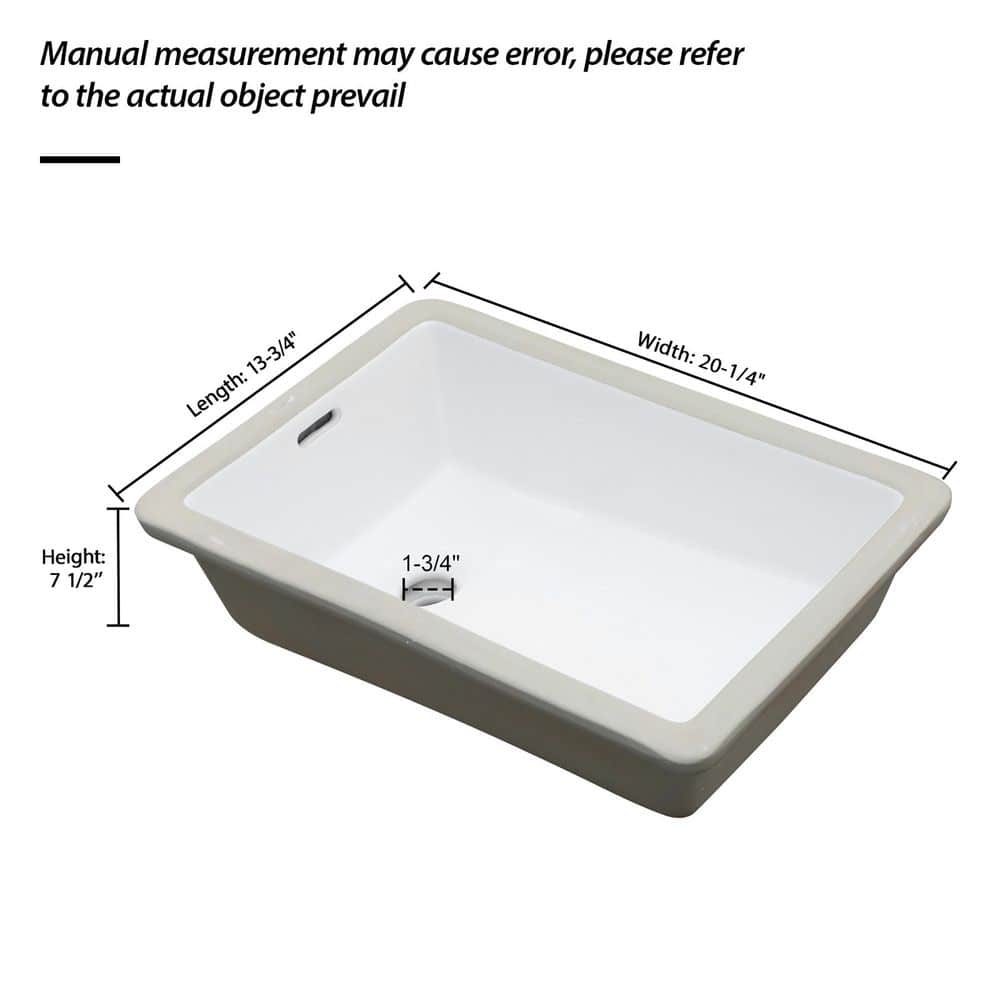 Coporesell 14 in. Undermount Rectangular Bathroom Sink with Overflow in White (2)