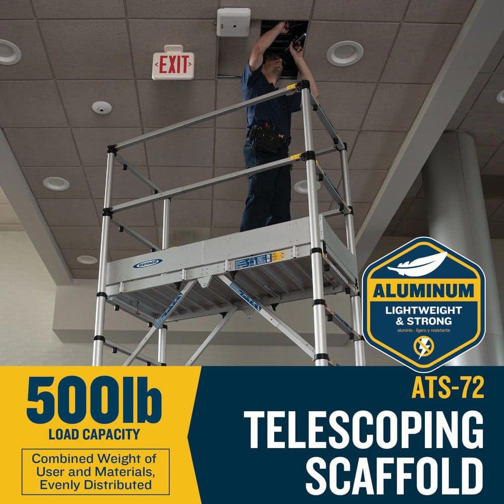 Werner 6 ft. Pop-up Telescoping Scaffold System with Trap Door and Casters, 500lb Load Capacity (2)