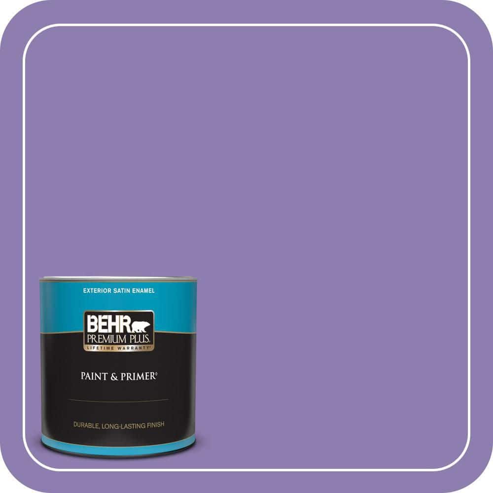 BEHR PREMIUM PLUS 1 qt. #PPU16-04 Purple Agate Satin Enamel Exterior Paint & Primer