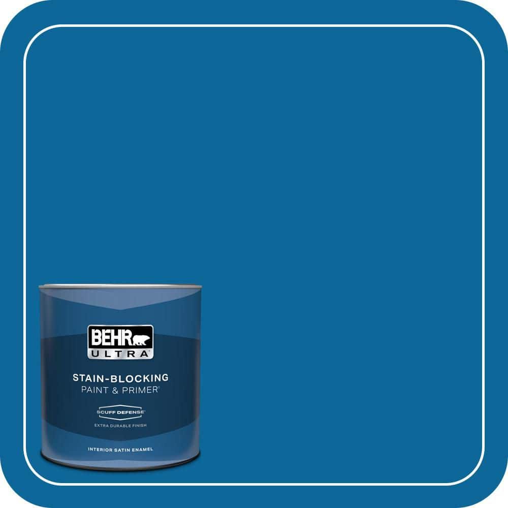 BEHR ULTRA 1 qt. #MQ4-58 Mondrian Blue Extra Durable Satin Enamel Interior Paint & Primer