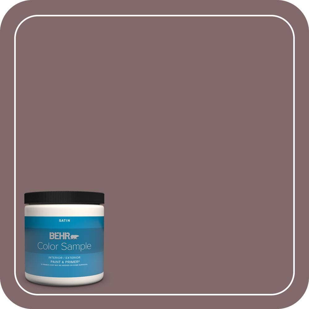 BEHR PREMIUM PLUS 8 oz. #N120-6 Raisin in the Sun Satin Enamel Interior/Exterior Paint & Primer Color Sample (1)