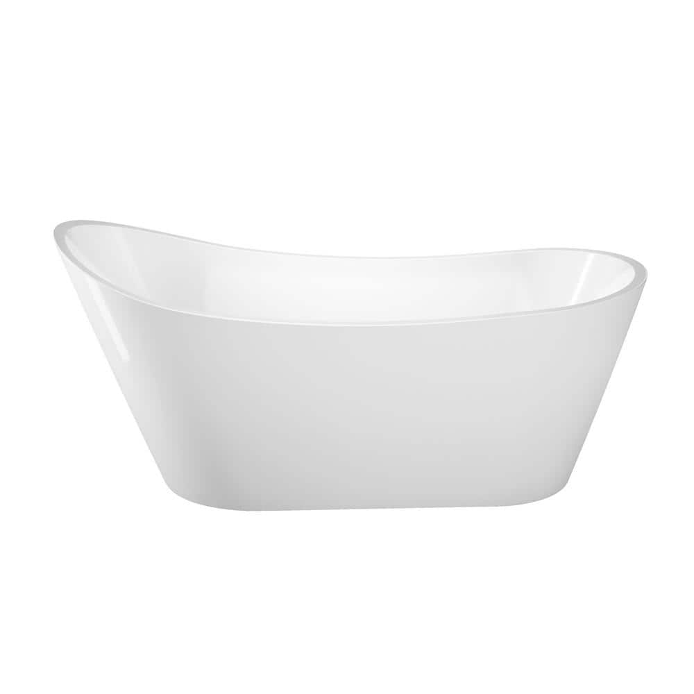 Barclay Products Malinda 65 in. Acrylic Slipper Flatbottom Non-Whirlpool Bathtub White with Integral Drain Matte Black (1)