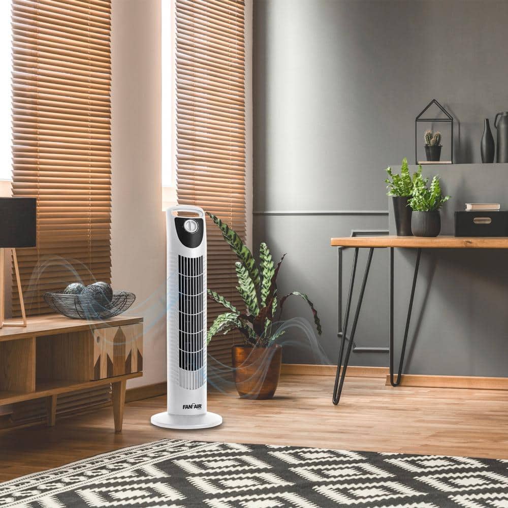 FANFAIR 30 in. 3 Fan Speeds Tower Fan in White with Oscillation Function (3)
