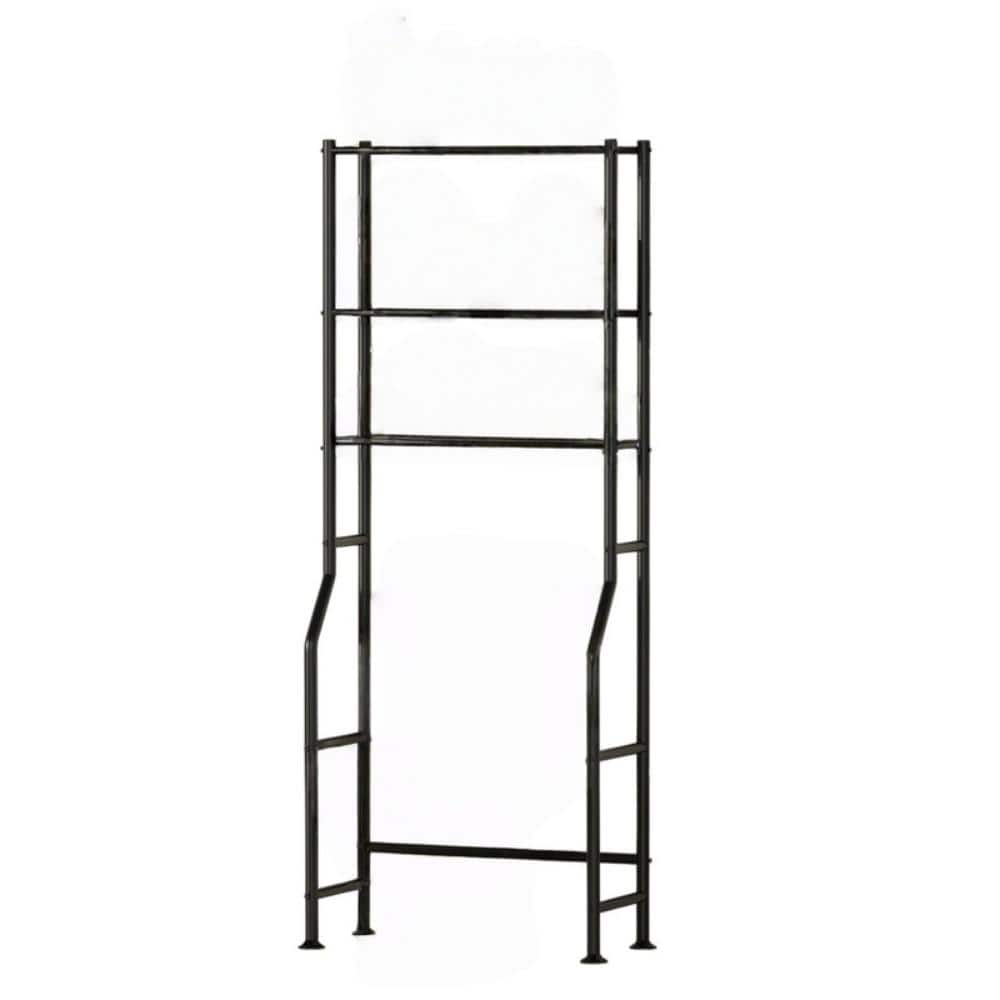 Whatseaso 26 in. W x 64 in. H x 10 in. D Black Over The Toilet Storage with 3 Shelves (1)